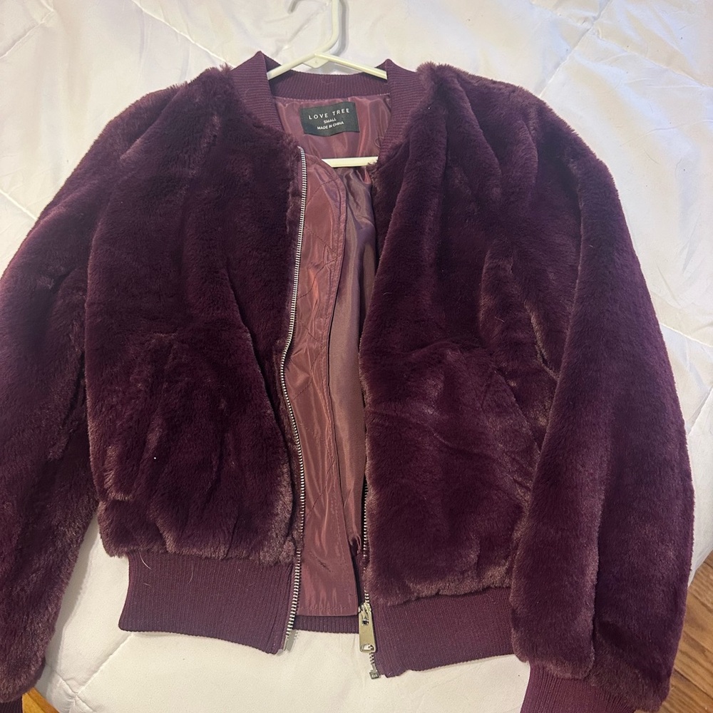 Love Tree Women's Teddy Jacket - Deep Purple